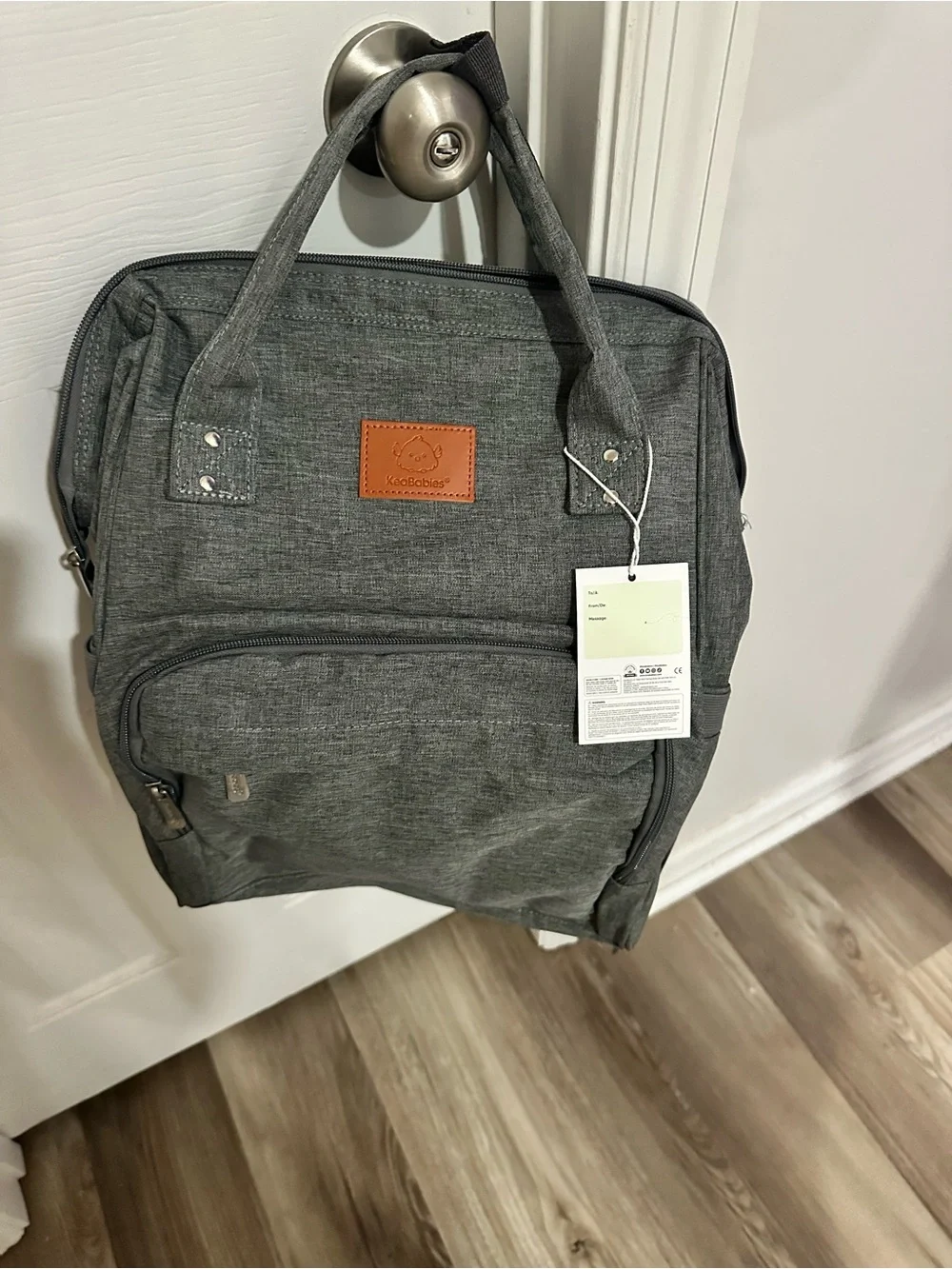 KeaBabies Gray Diaper Bag with Changing Pad